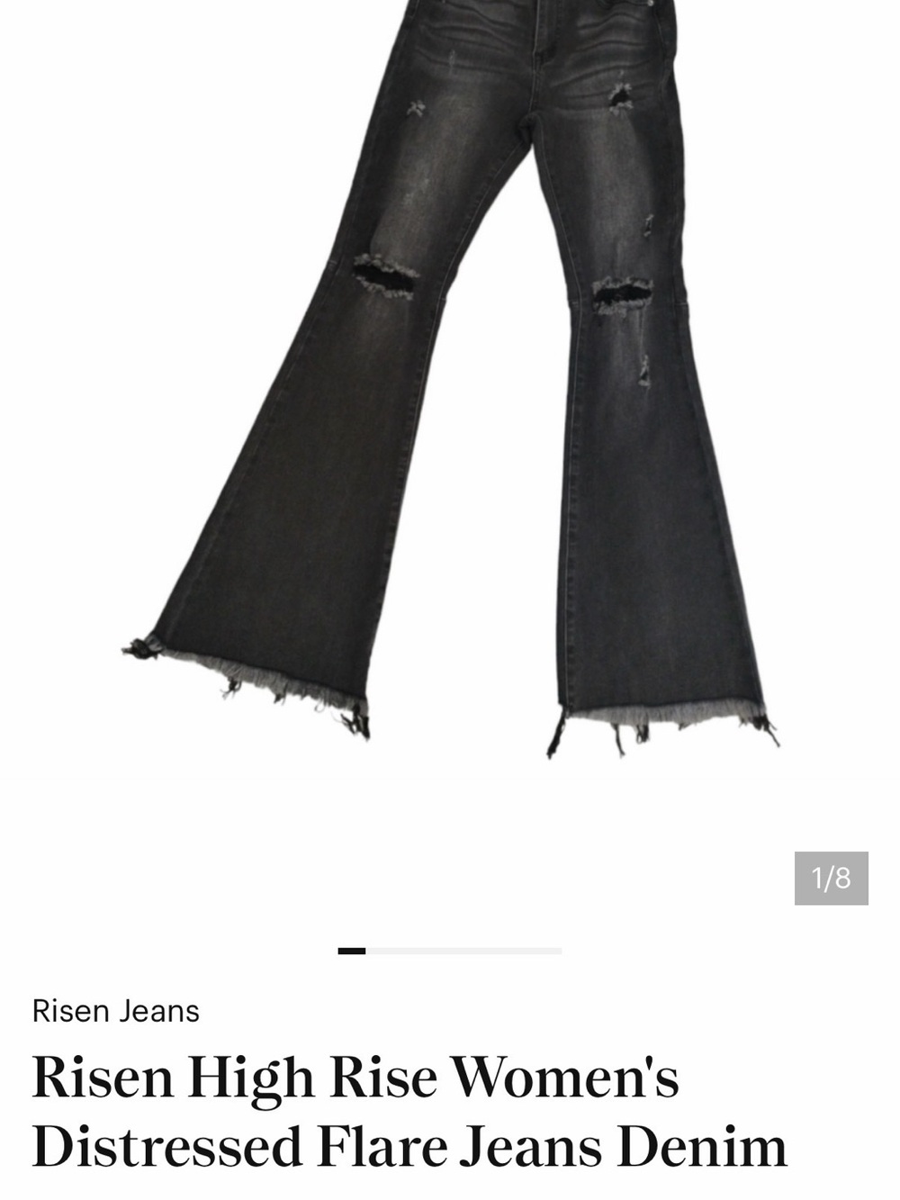 Risen High-Rise Women's Distressed Flare Jeans - Black